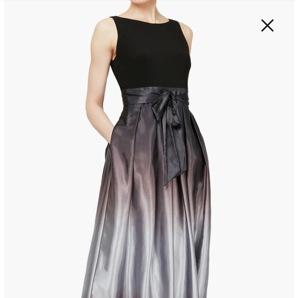 BLACK/GRAY OMBRE A LINE GOWN - Picture 2 of 3